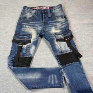 Smugglers Moon Jeans‎ Men 30x31 Moto Cargo Biker Buckle Strap Denim Y2K Street
